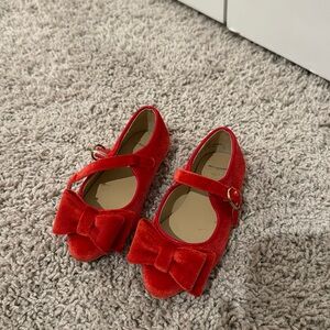 Janie and jack girls size 6 velvet red dress shoe